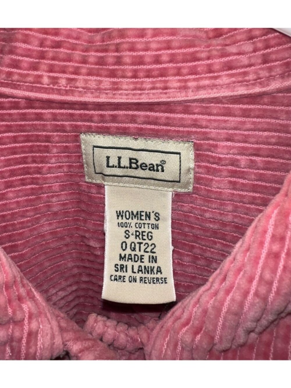 L.L. Bean Womens Pink Corduroy Button-Down Shirt S-Regular 100% Cotton Sri Lanka - Picture 3 of 6